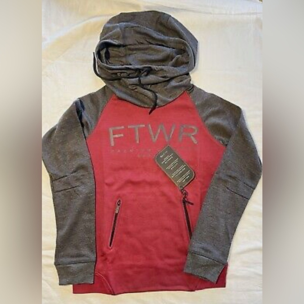 Fitwear raglan pullover hoodie maroon and Gray Size extra Small NWT
